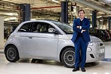 Olivier Francois, FIAT CEO and Stellantis Global CMO, and Fiat 500e MIRAFIORI